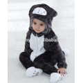 Bébé doux flanelle barboteuse Animal Onesie pyjamas tenues costume, vêtements de couchage, tissu noir mignon, serviette à capuchon de bébé